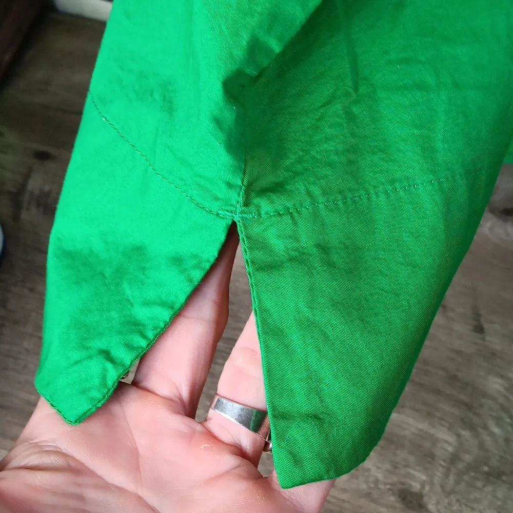 Old Navy Vibrant Kelly Green Midi Dress XL Pockets Back Pleat Casual - Picture 6 of 11